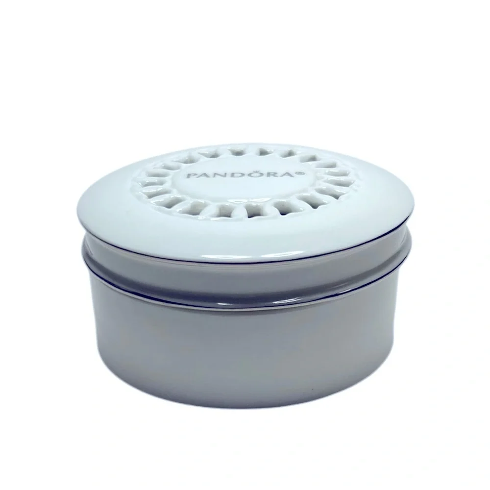 Pandora Round Ceramic Jewelry‎ Dish With Lid Trinket Holder